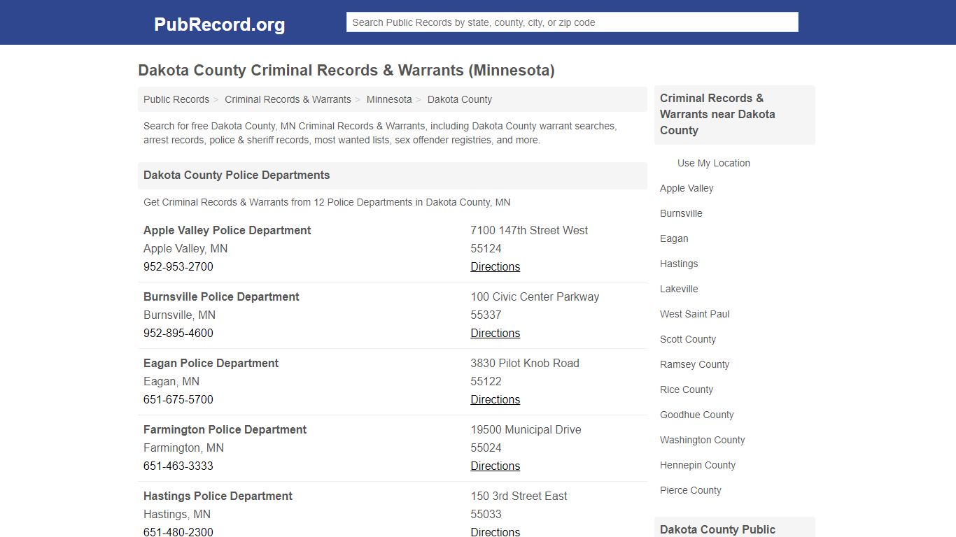 Dakota County Criminal Records & Warrants (Minnesota)